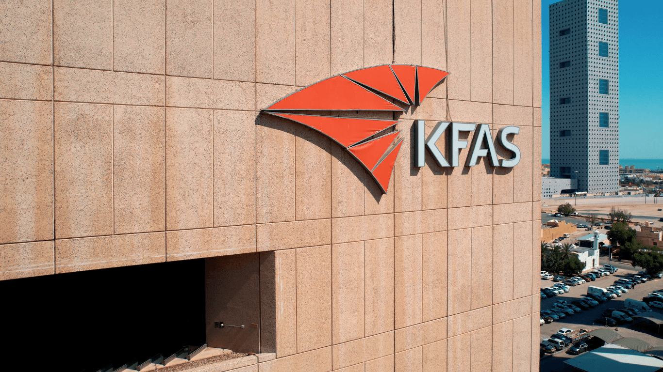 KFAS building with KFAS signage